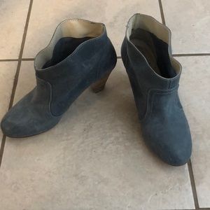 Blue leather booties